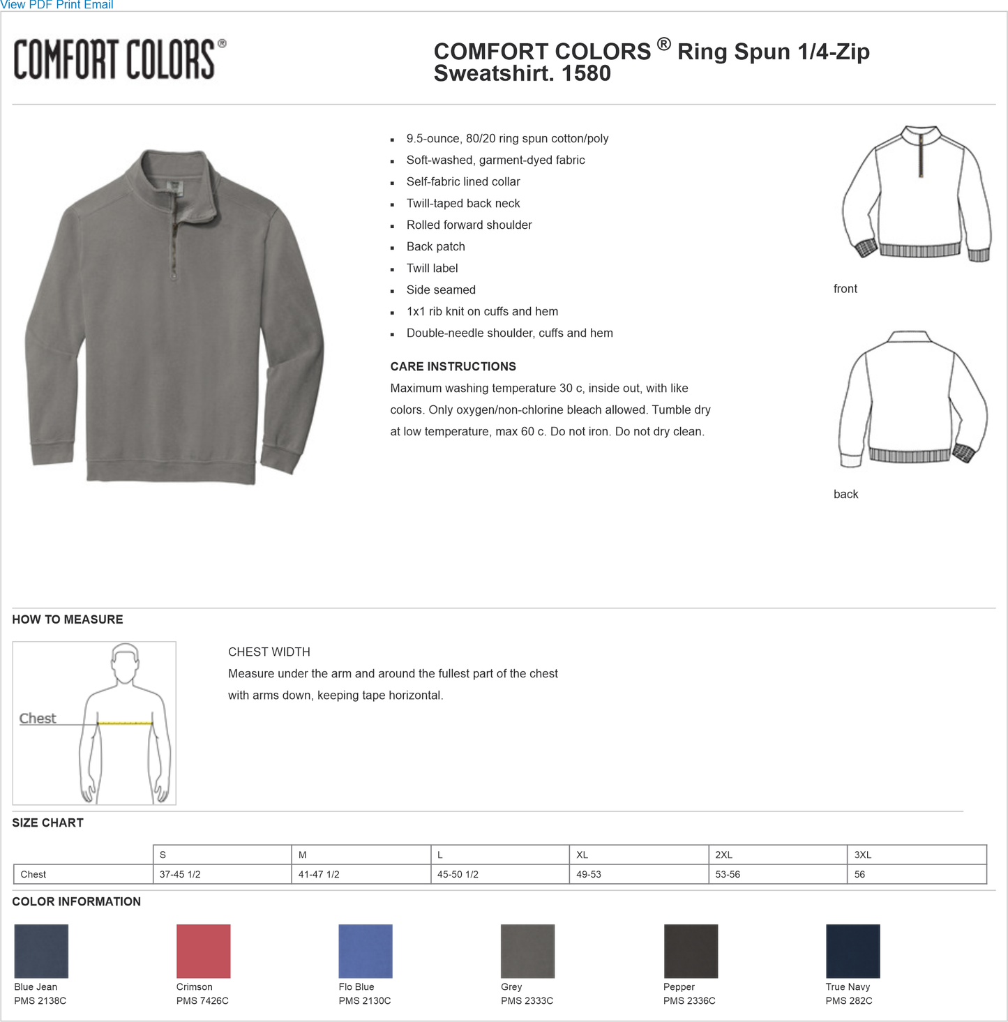 1580  Comfort Colors ® Ring Spun 1/4-Zip Sweatshirt