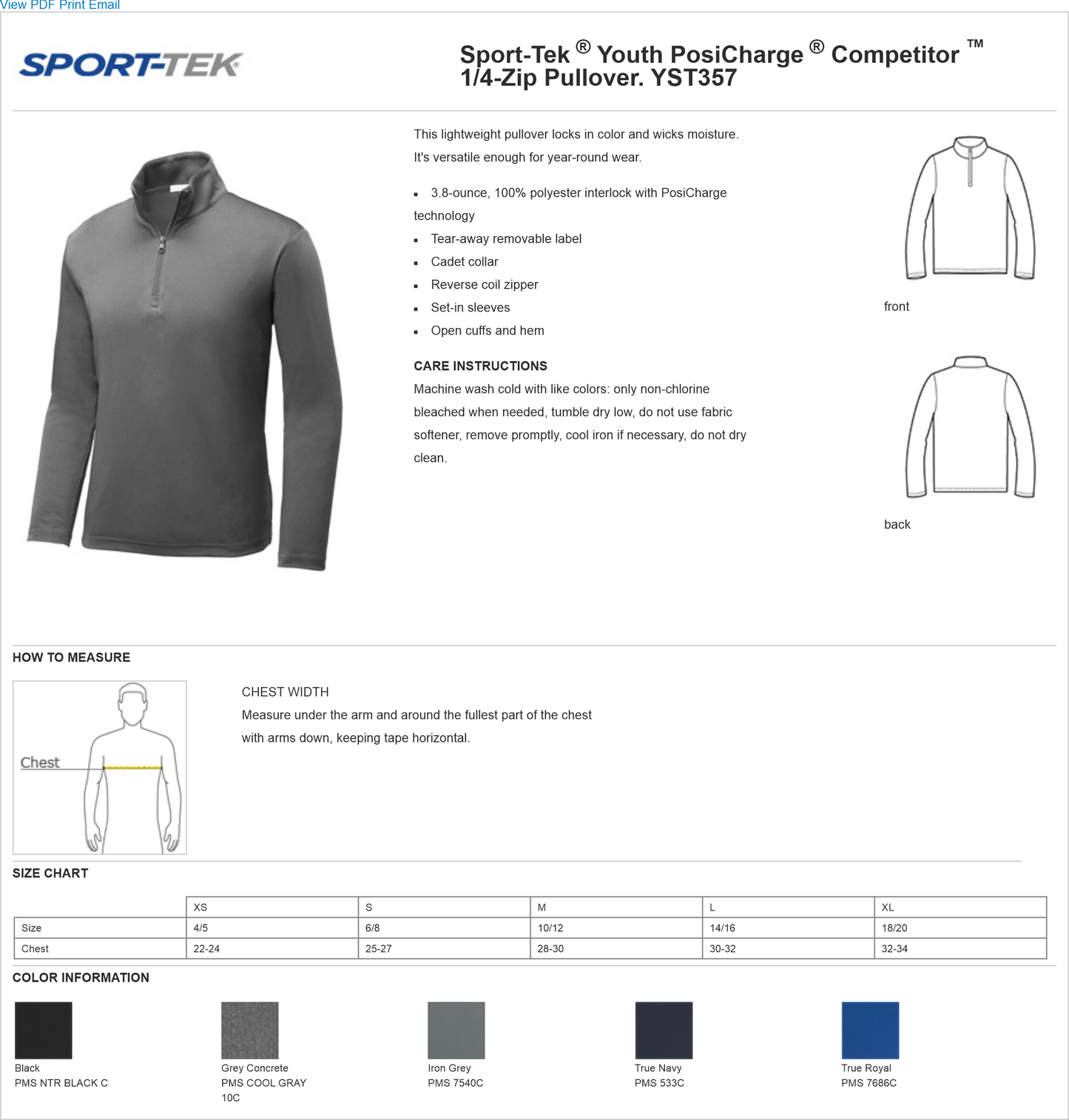 YST357 Sport-Tek ®Youth PosiCharge ®Competitor ™1/4-Zip Pullover