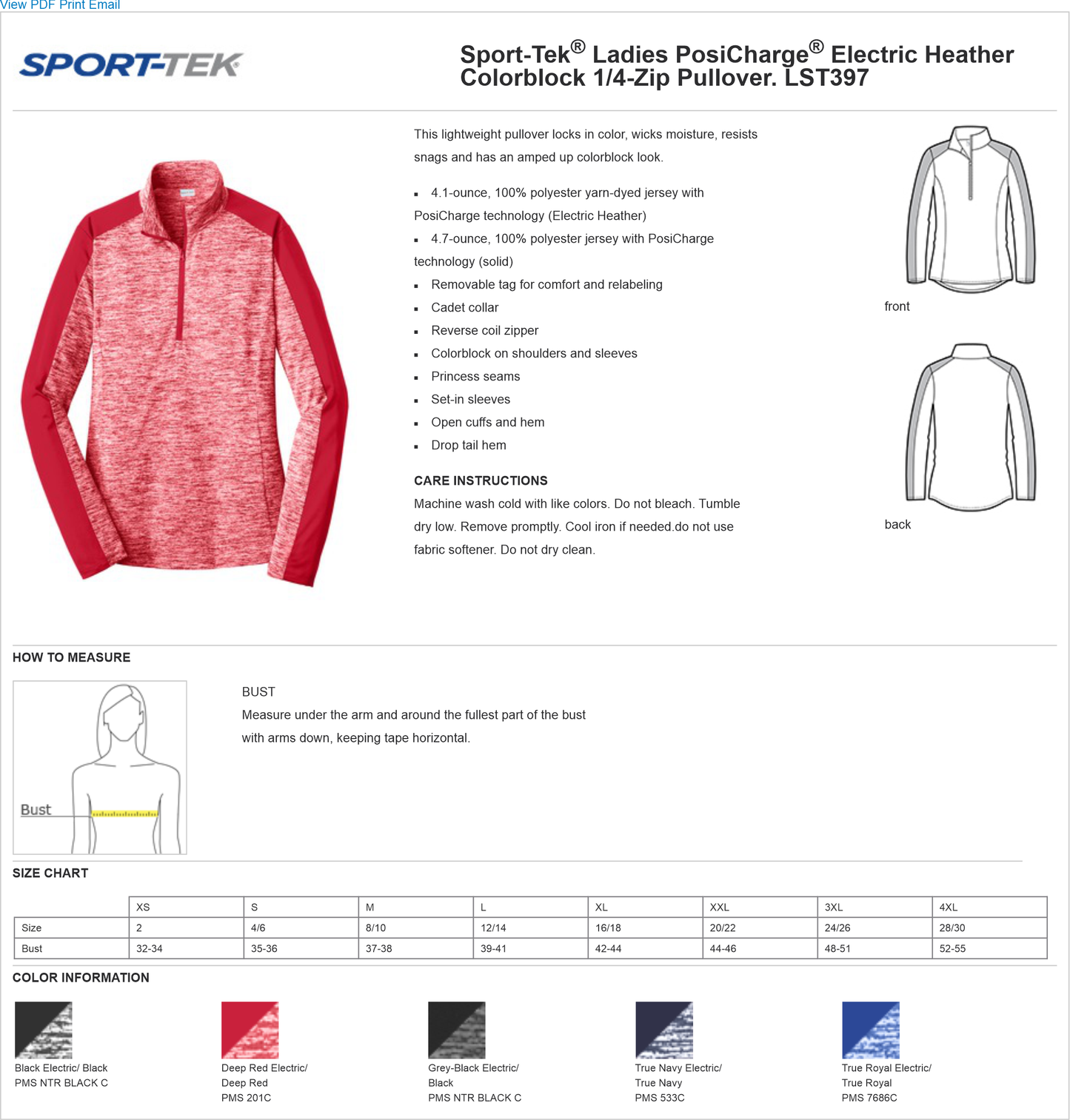 LST397 Sport-Tek® Ladies PosiCharge® Electric Heather Colorblock 1/4-Zip Pullover