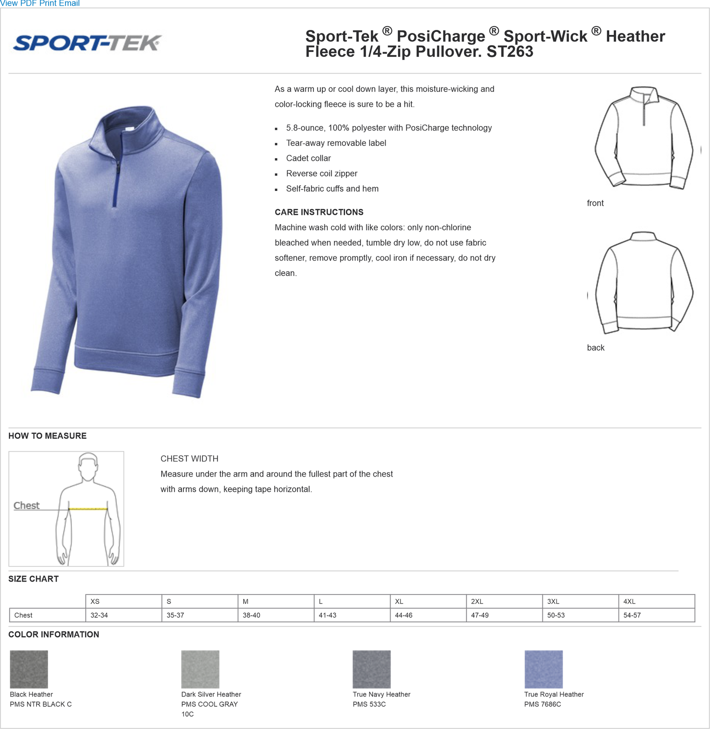 ST263 Sport-Tek ® PosiCharge ® Sport-Wick ® Heather Fleece 1/4-Zip Pullover