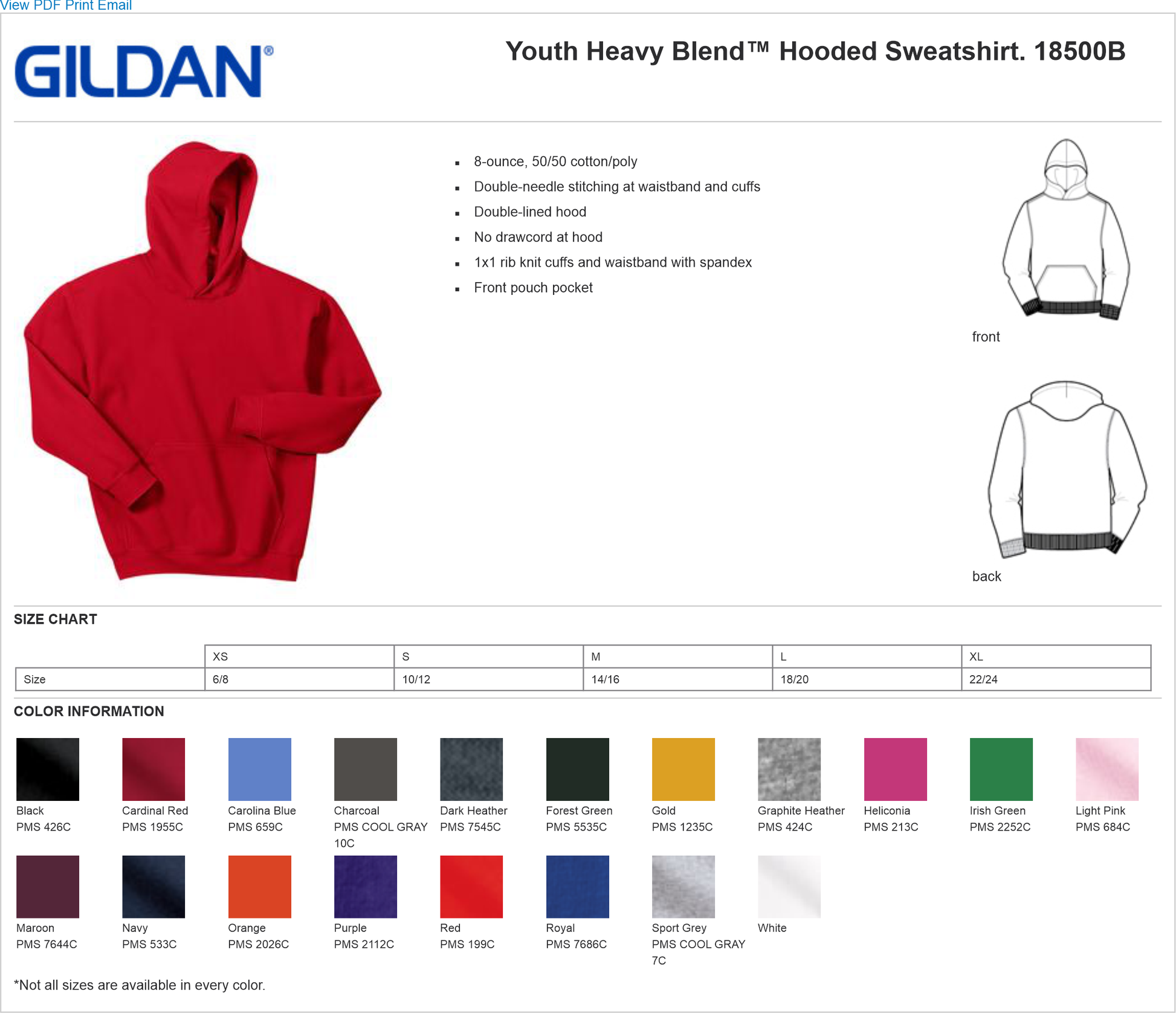 18500B Gildan Youth Heavy Blend Hooded Sweatshirt IRCS Store
